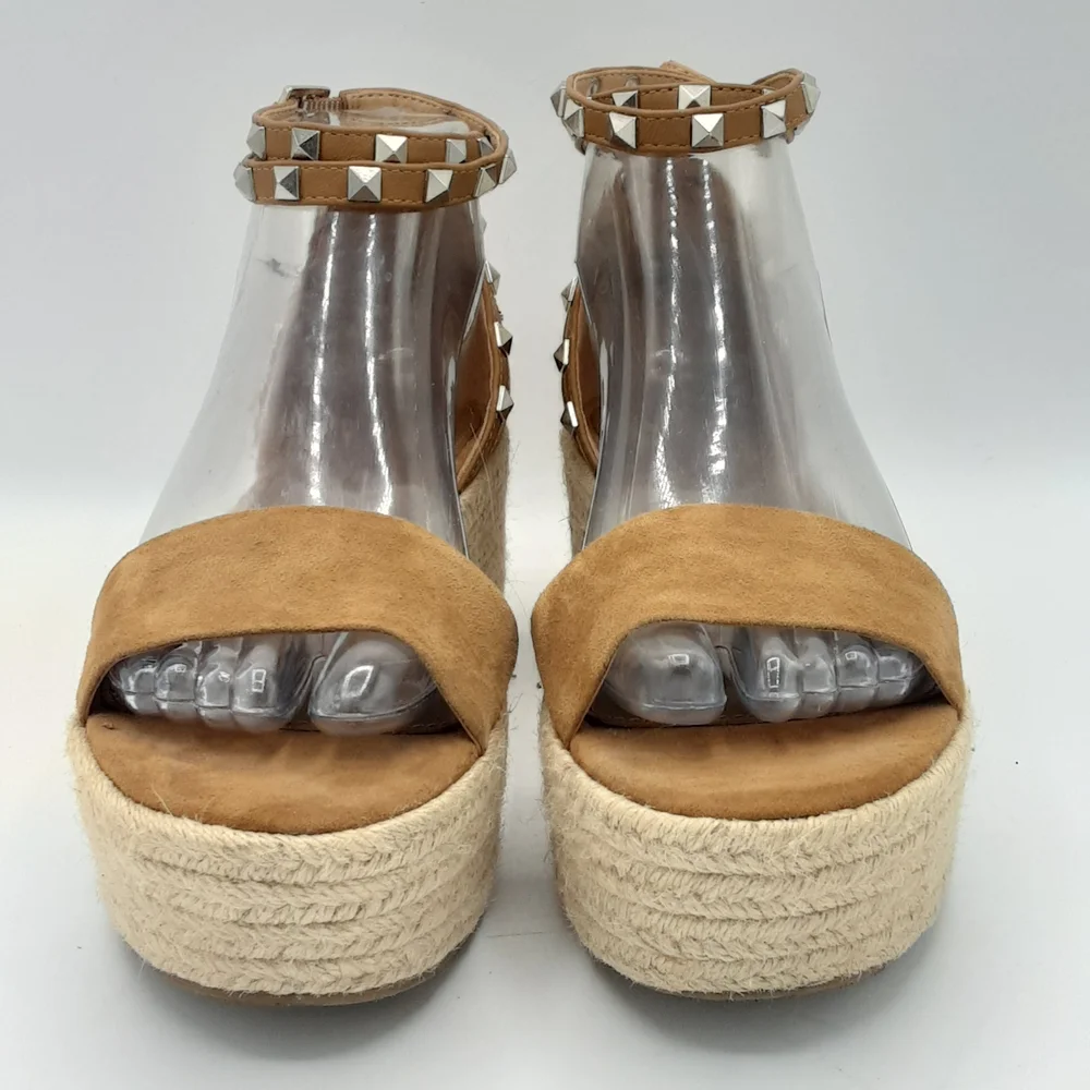 Marc Fisher Jazlyn Boho Espadrille Wedge Sandal With Studded Suede Ankle Straps.